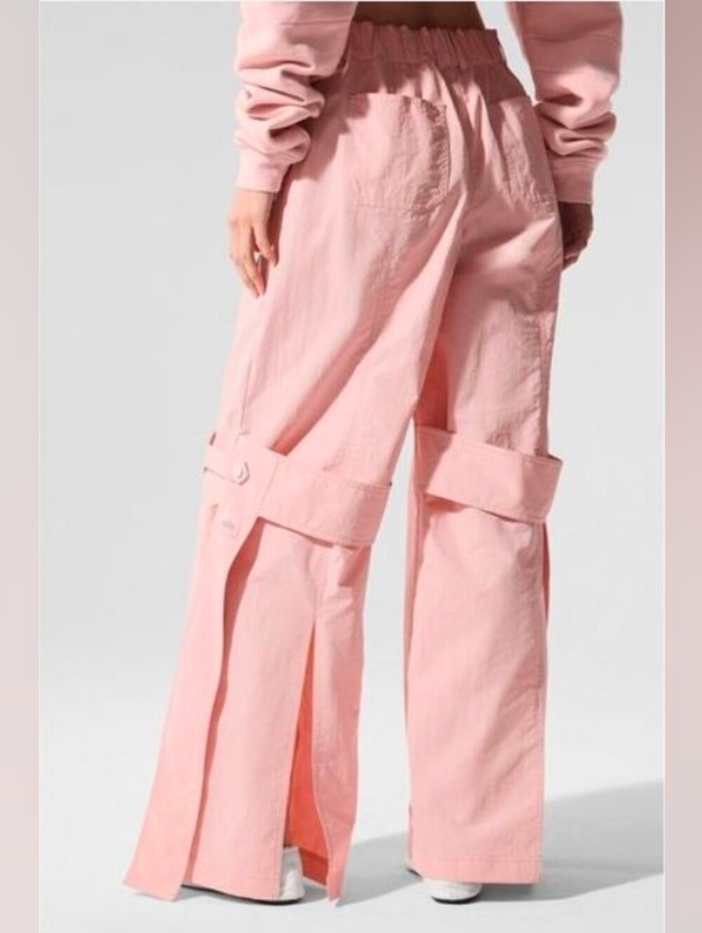 Alo Yoga High-Waist Voyager Trouser Pink Wide Leg M - Picture 2 of 11